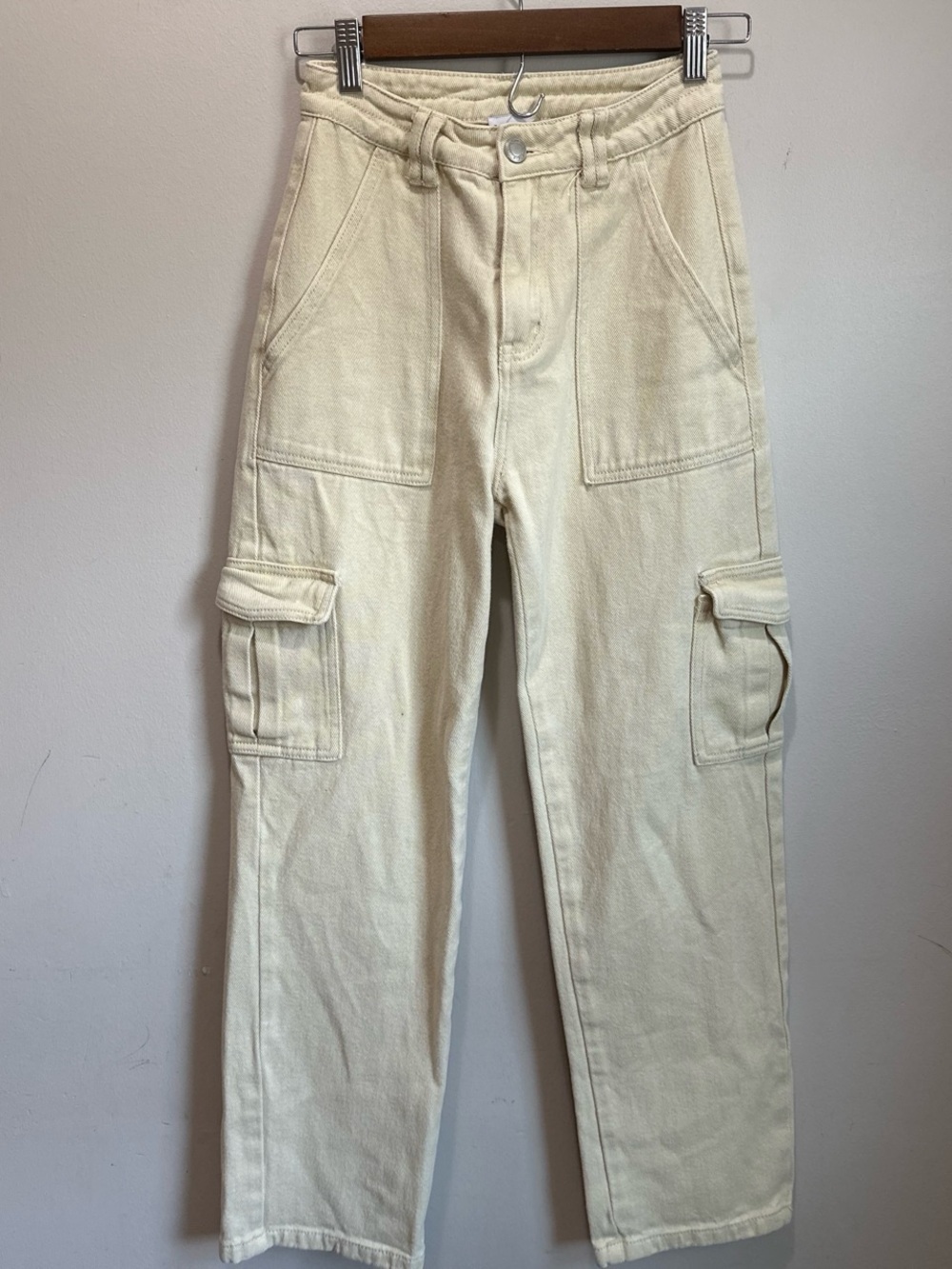 Princess Polly. Cargo jeans 100% Cotton Size 2 Cargo Utility Light yellow